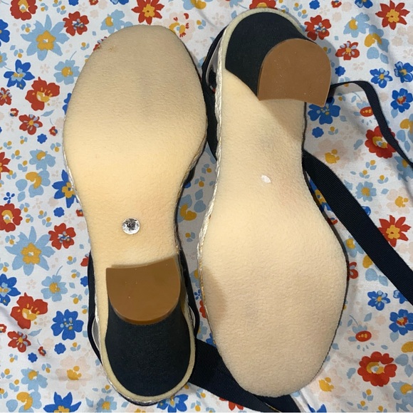 Marc Jacobs Black Linen High Heel Espadrilles with Ankle Wrap Size 6.5 Slingback - Picture 12 of 16